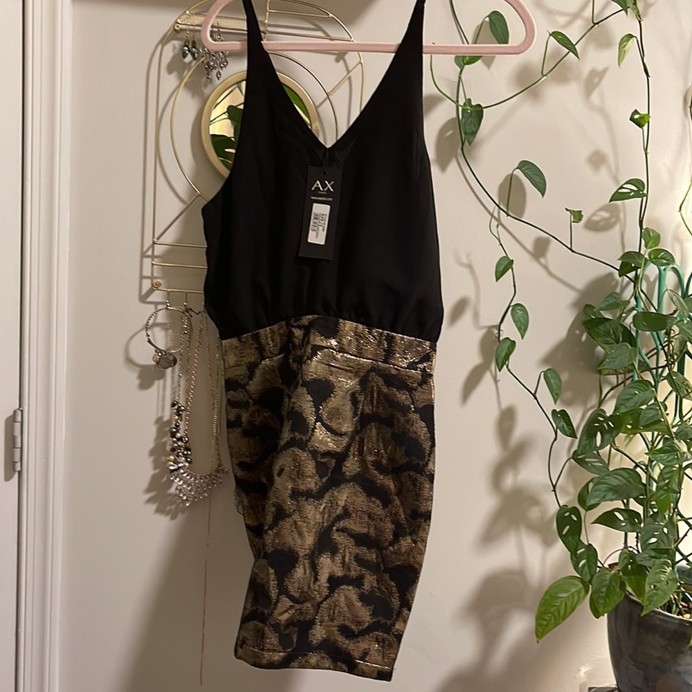 AX Paris Black and Gold Dress Size: 12